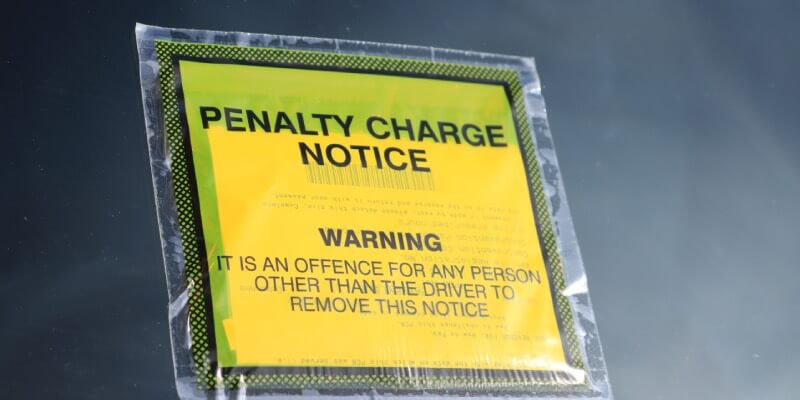 Penalty charge notice stuck to car windscreen